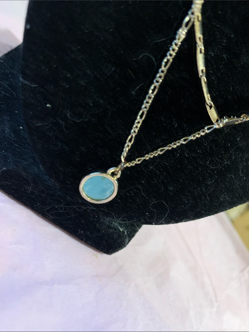 Layered Gold Necklace with Blue Pendant - Picture 8 of 9